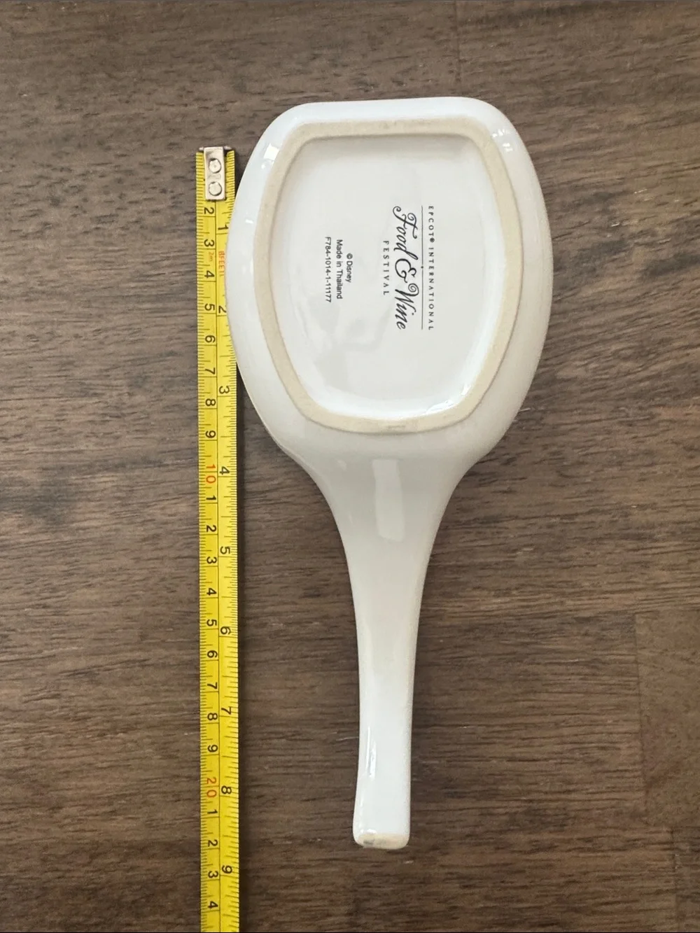 Disney/EPCOT White Ceramic Spoon Rest with Food and Wine Festival Artwork